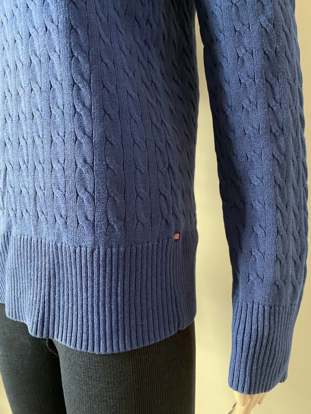 Vintage Ralph Lauren cable knit half zipper blue sweater, women’s medium - Picture 5 of 6